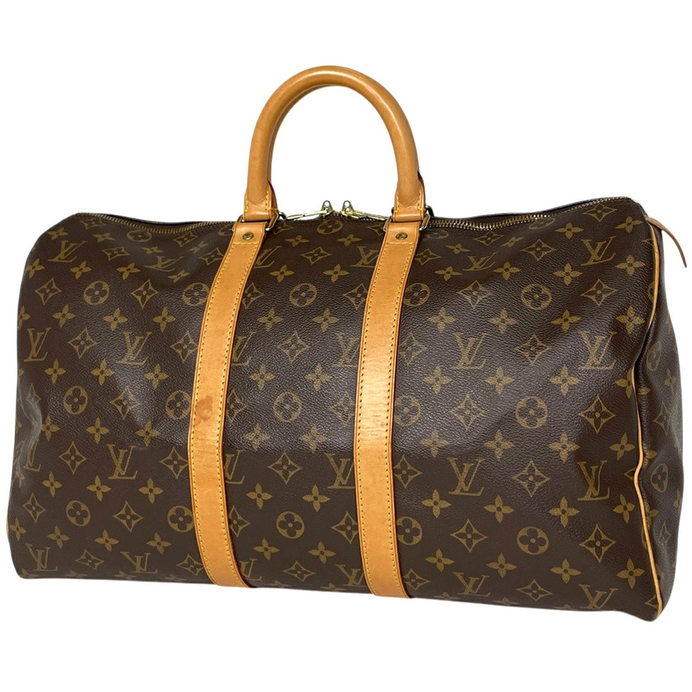 Louis Vuitton Keepall Handbag Boston Bag Monogram Brown